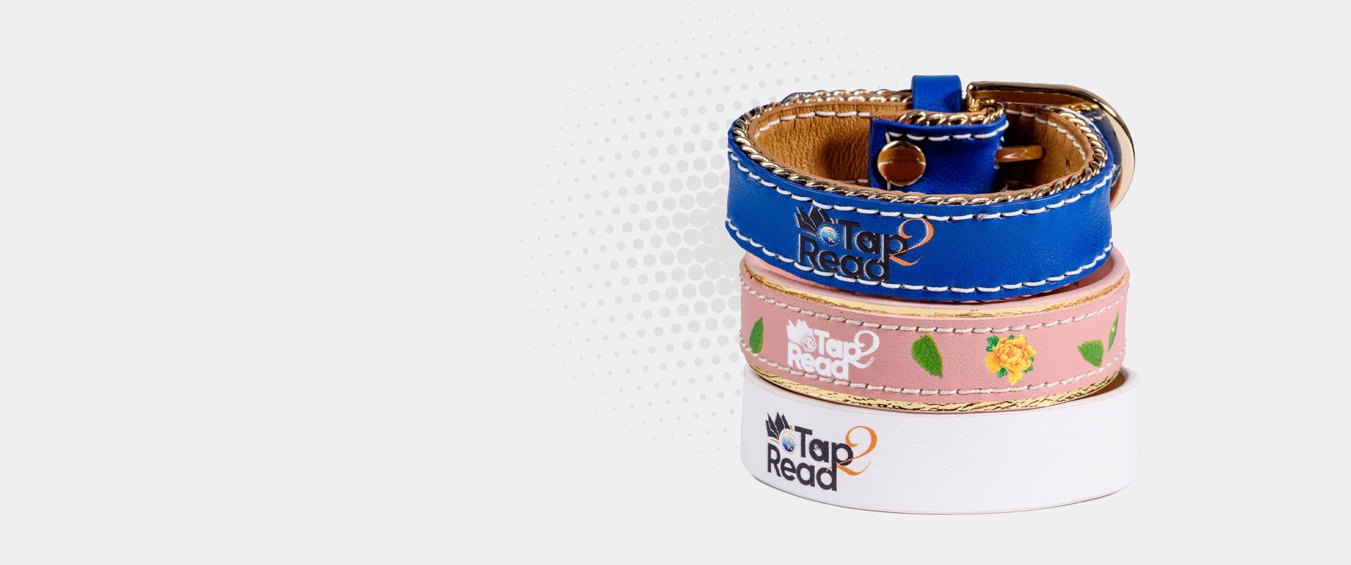 Christian bracelet with NFC and QR code for sharing Rhapsody of Realities
